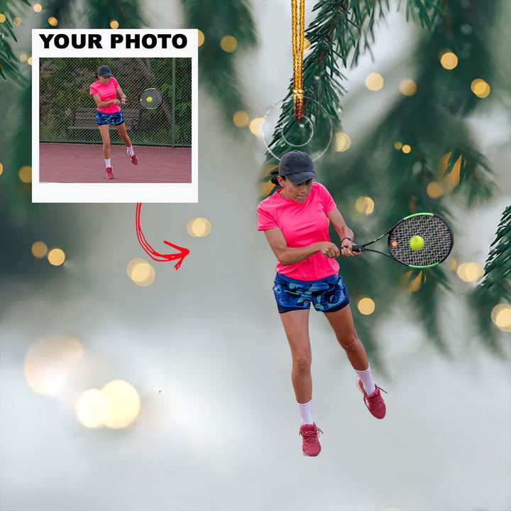Tennis Ready - Personalized Photo Mica Ornament - Gift For Tennis Lover, Tennis Player, Family Member