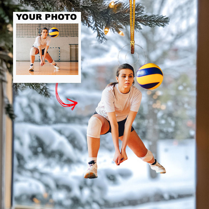 Game Focus - Personalized Photo Mica Ornament - Gift For Volleyball Lover, Volleyball Player, Family Member