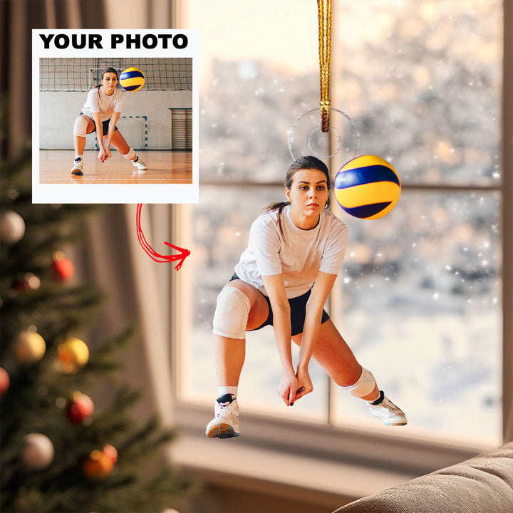 Game Focus - Personalized Photo Mica Ornament - Gift For Volleyball Lover, Volleyball Player, Family Member