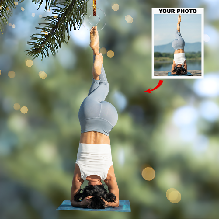 Its Yoga Oclock - Personalized Photo Mica Ornament - Christmas Gift For Family Members, Yoga Lovers