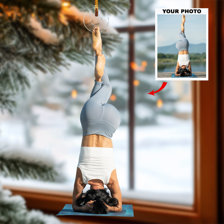Its Yoga Oclock - Personalized Photo Mica Ornament - Christmas Gift For Family Members, Yoga Lovers