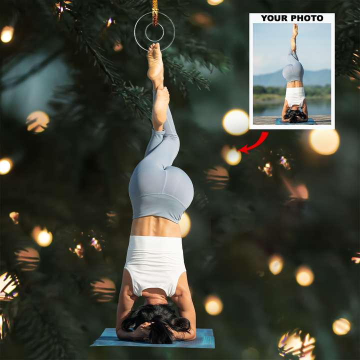 Its Yoga Oclock - Personalized Photo Mica Ornament - Christmas Gift For Family Members, Yoga Lovers