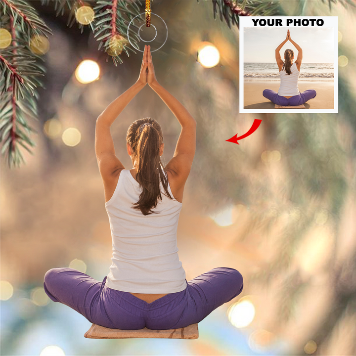 Yoga Is My Therapy - Personalized Photo Mica Ornament - Christmas Gift For Family Members, Yoga Lovers