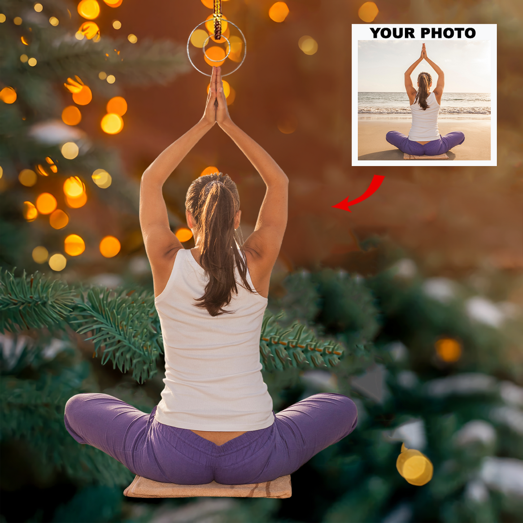Yoga Is My Therapy - Personalized Photo Mica Ornament - Christmas Gift For Family Members, Yoga Lovers