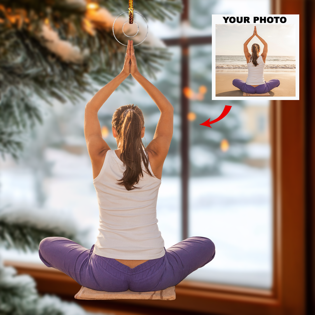 Yoga Is My Therapy - Personalized Photo Mica Ornament - Christmas Gift For Family Members, Yoga Lovers