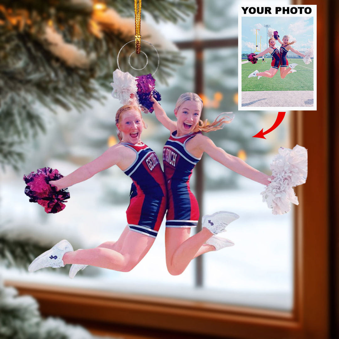 Cheerful Spirit - Personalized Photo Mica Ornament - Christmas Gift For Cheerleaders, Family Members