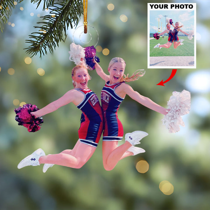 Cheerful Spirit - Personalized Photo Mica Ornament - Christmas Gift For Cheerleaders, Family Members