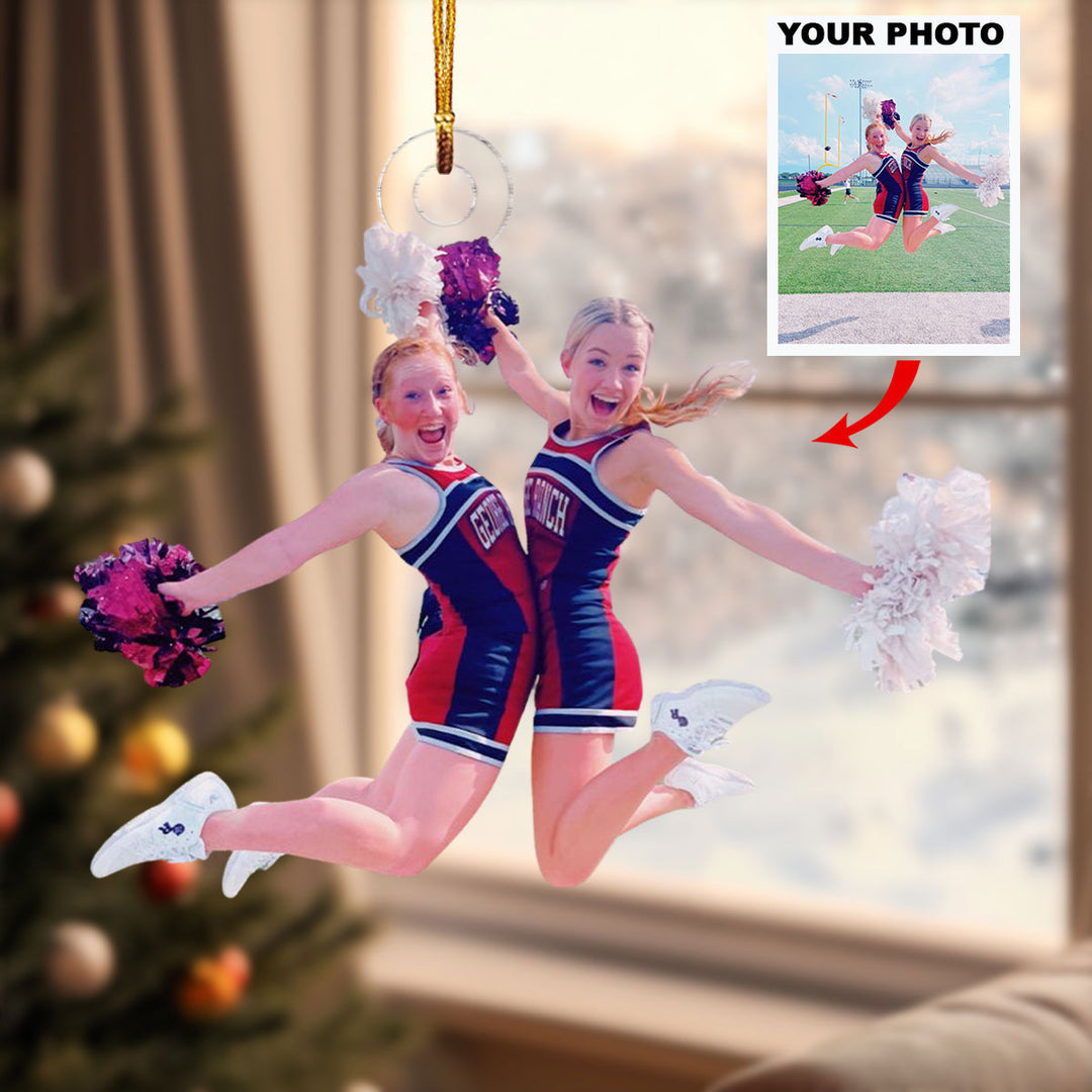 Cheerful Spirit - Personalized Photo Mica Ornament - Christmas Gift For Cheerleaders, Family Members