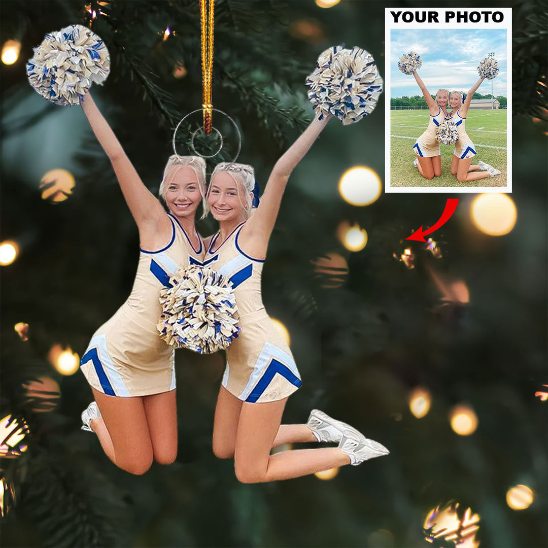 Victory Vibes - Personalized Photo Mica Ornament - Christmas Gift For Cheerleaders, Family Members