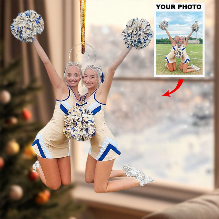 Victory Vibes - Personalized Photo Mica Ornament - Christmas Gift For Cheerleaders, Family Members