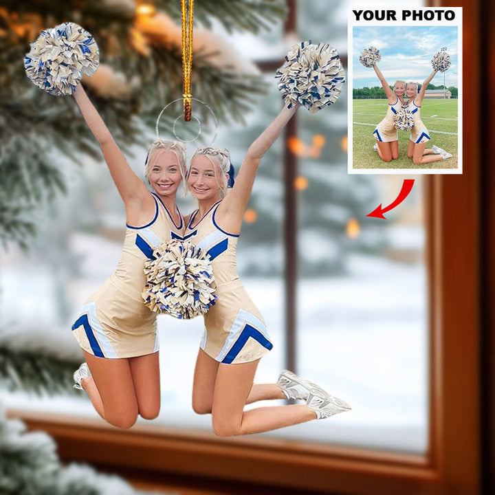 Victory Vibes - Personalized Photo Mica Ornament - Christmas Gift For Cheerleaders, Family Members