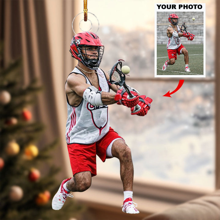 Lacrosse Joy - Personalized Photo Mica Ornament - Christmas Gift For Sports Lovers