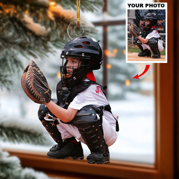 Little League Joy - Personalized Photo Mica Ornament - Christmas Gift For Sports Lovers