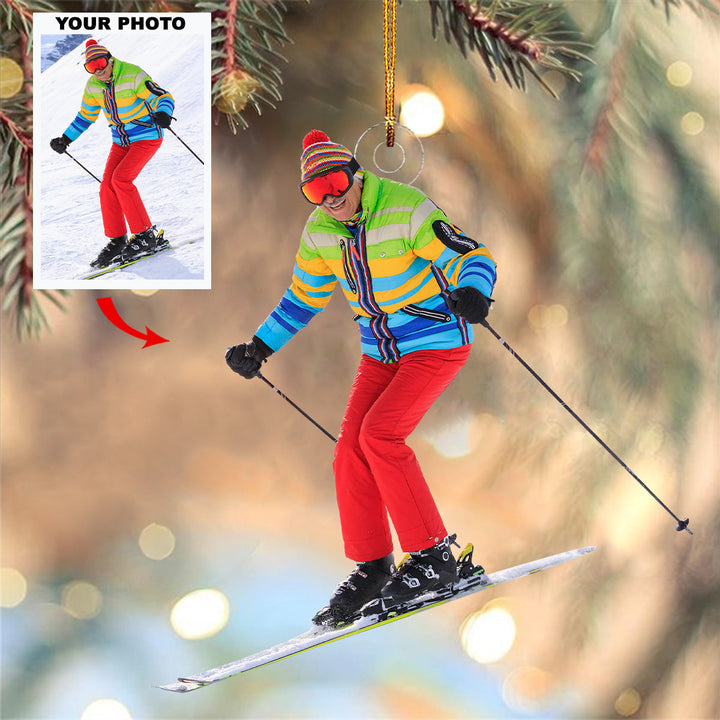 Winter Wonder - Personalized Mica Ornament - Gift For Skiing Lovers, Family Members