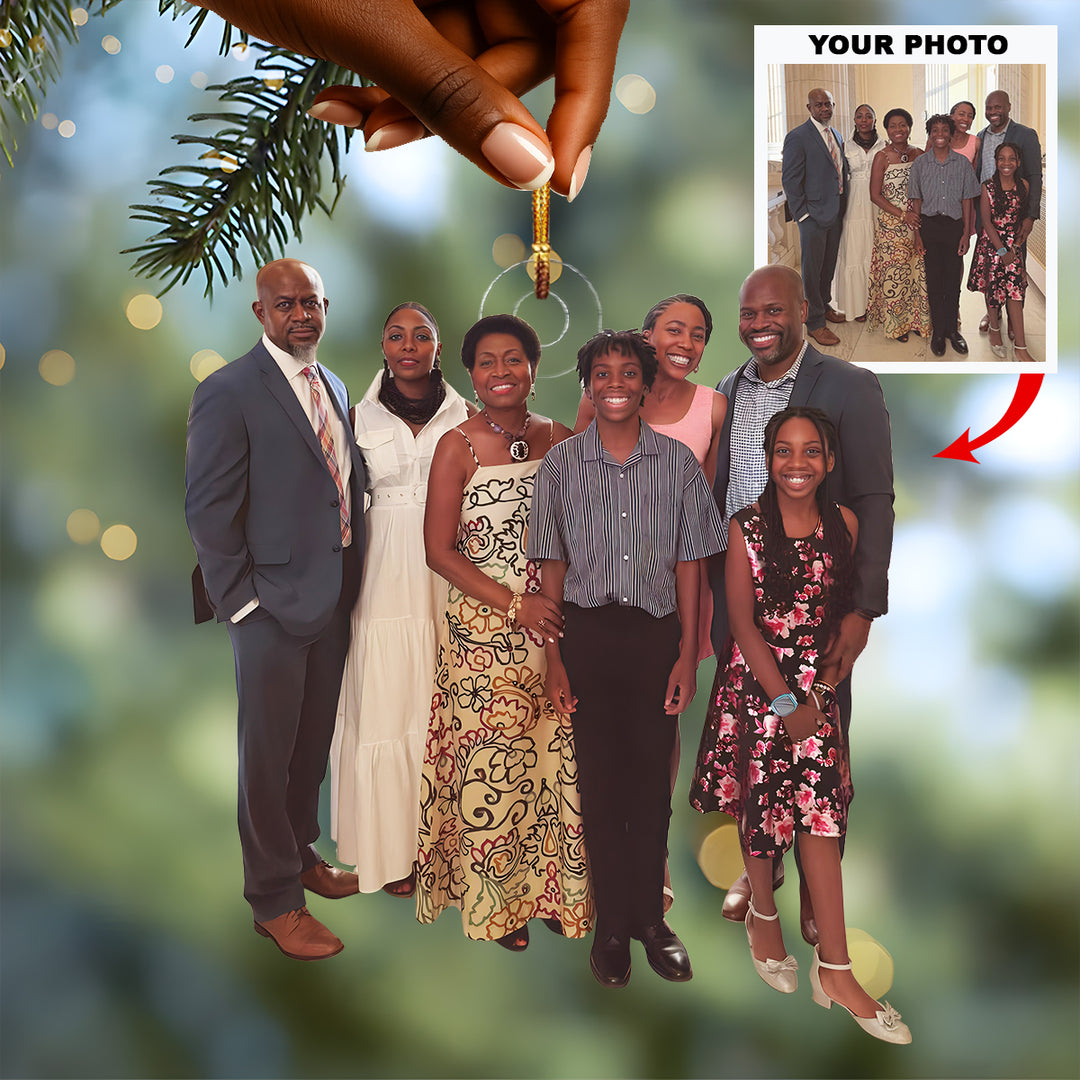 One Family One Love - Personalized Photo Mica Ornament - Christmas Gift For Family Members