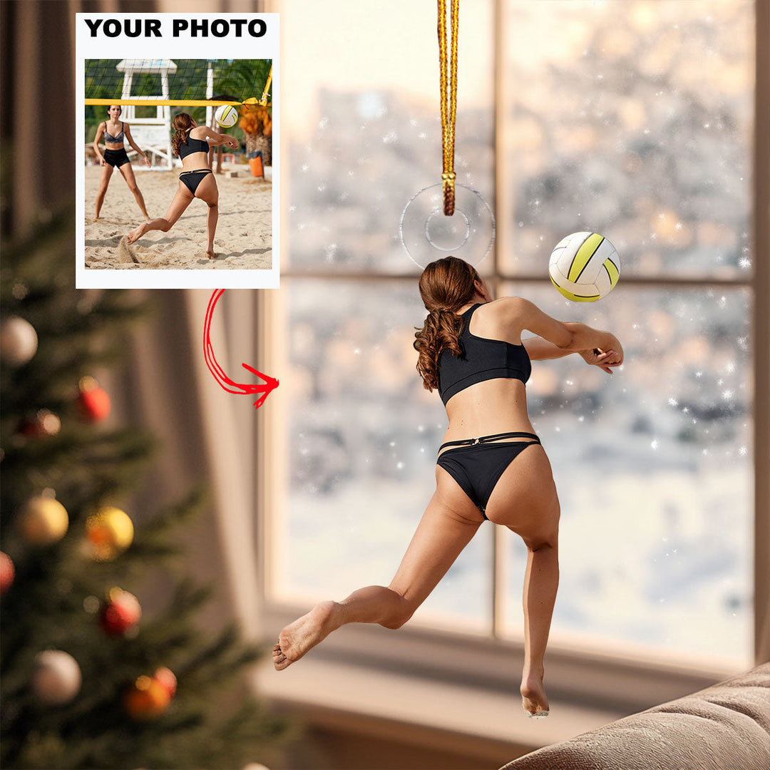 Sand Play - Personalized Photo Mica Ornament - Gift For Volleyball Lover, Volleyball Player, Family Member