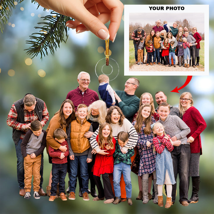 Family Love Forever - Personalized Photo Mica Ornament - Christmas Gift For Family Members