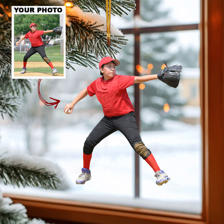 Curveball Kid - Personalized Photo Mica Ornament - Christmas Gift For Baseball Players, Baseball Lovers