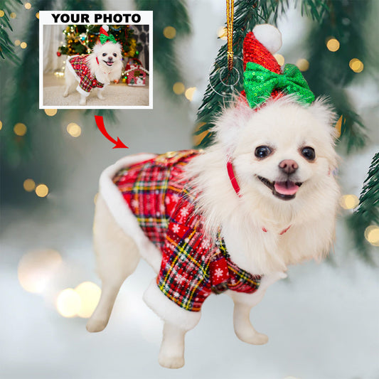 Merry Fluff - Personalized Photo Mica Ornament - Gift For Pet Lovers, Pet Owners, Family Members