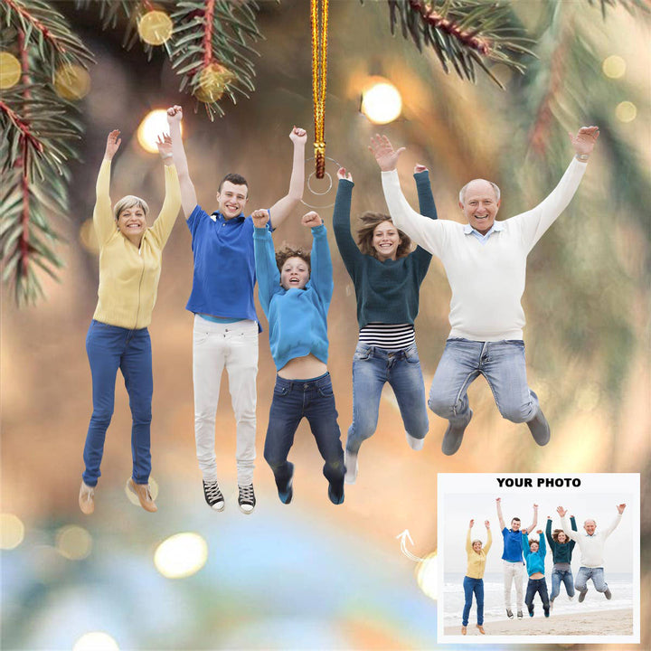 Merry Christmas Happy Family - Personalized Custom Photo Mica Ornament - Christmas Gift For Family Members, Dad, Mom