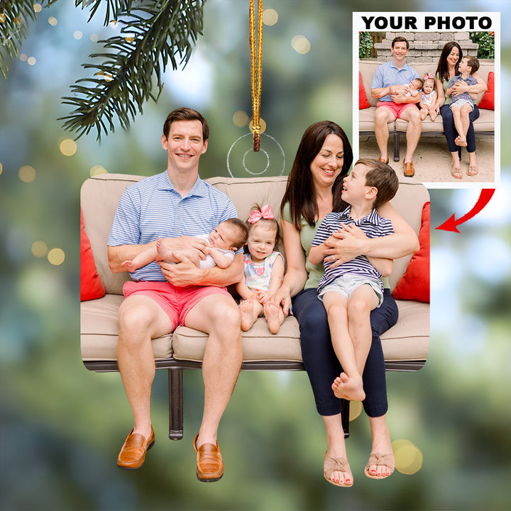 Happy Together - Personalized Photo Mica Ornament - Christmas Gift For Family Members