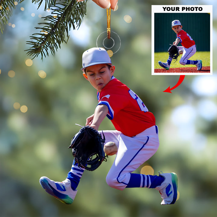 Little Stars Play - Personalized Photo Mica Ornament - Christmas Gift For Children, Sport Young Players