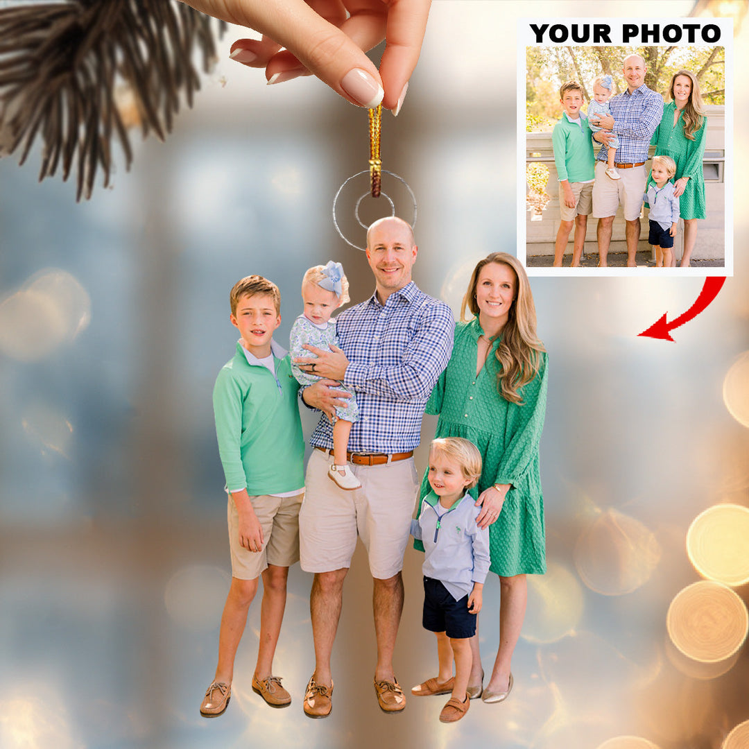 Always With My Family - Personalized Photo Mica Ornament - Christmas Gift For Family Members