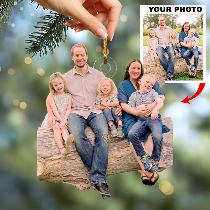 Happy Family Time - Personalized Photo Mica Ornament - Christmas Gift For Family Members