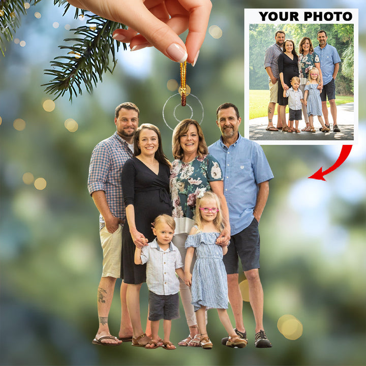 Gathered Hearts Together - Personalized Photo Mica Ornament - Christmas Gift For Family Members