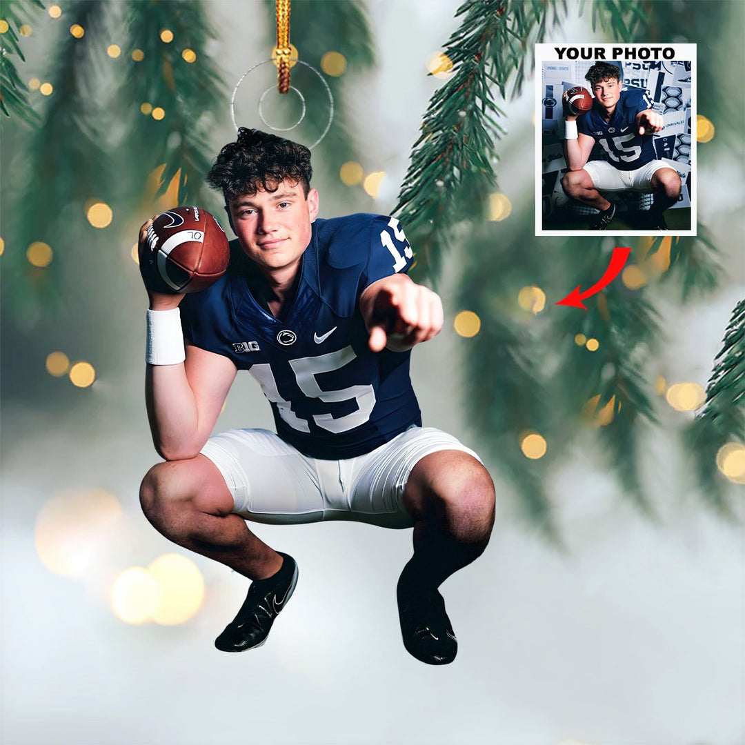 Field Warriors - Personalized Photo Mica Ornament - Christmas Gift For Football Lovers