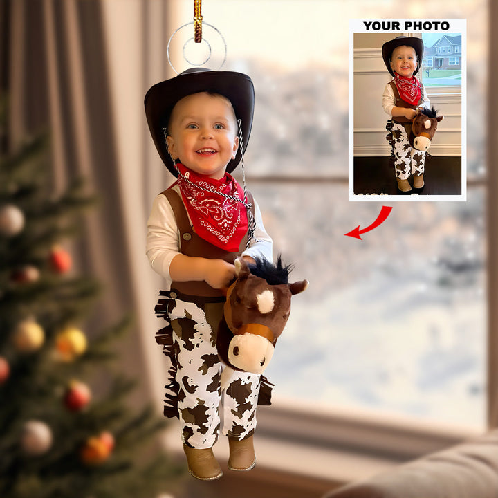 Little Charm - Personalized Photo Mica Ornament - Christmas Gift For Family Members