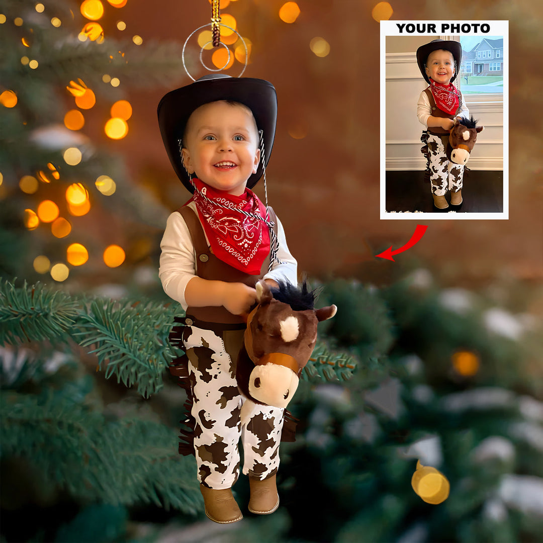 Little Charm - Personalized Photo Mica Ornament - Christmas Gift For Family Members