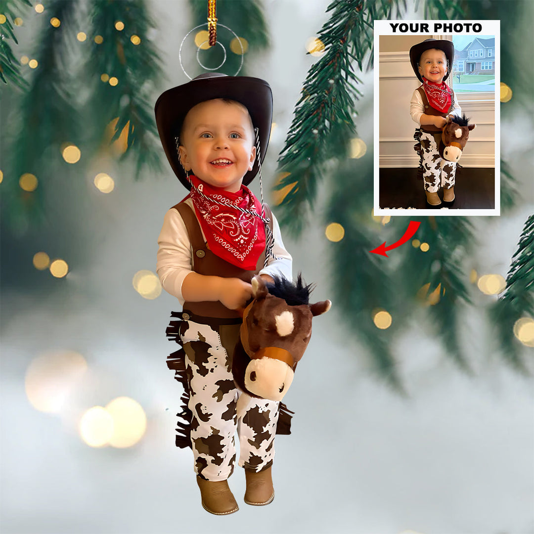 Little Charm - Personalized Photo Mica Ornament - Christmas Gift For Family Members