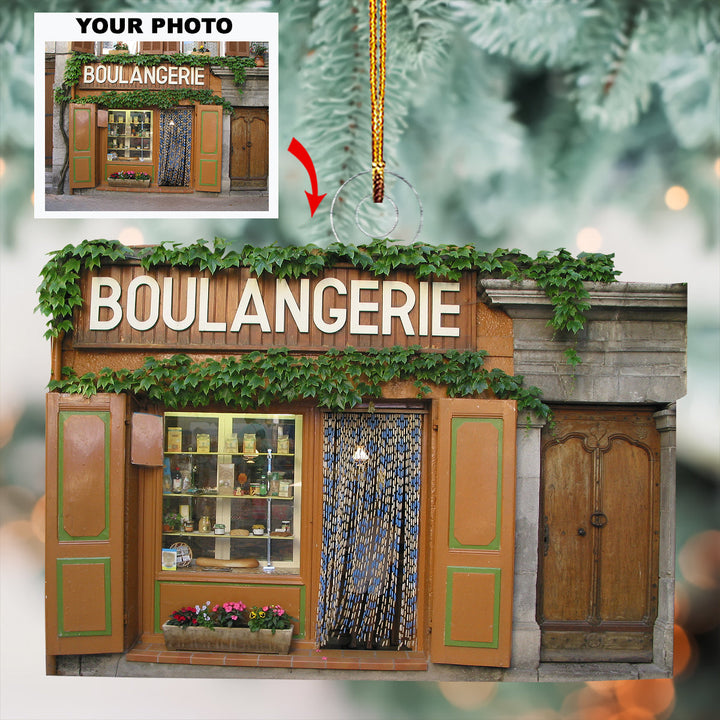 Storefront Glow - Personalized Photo Mica Ornament - Christmas Gift For Family Members