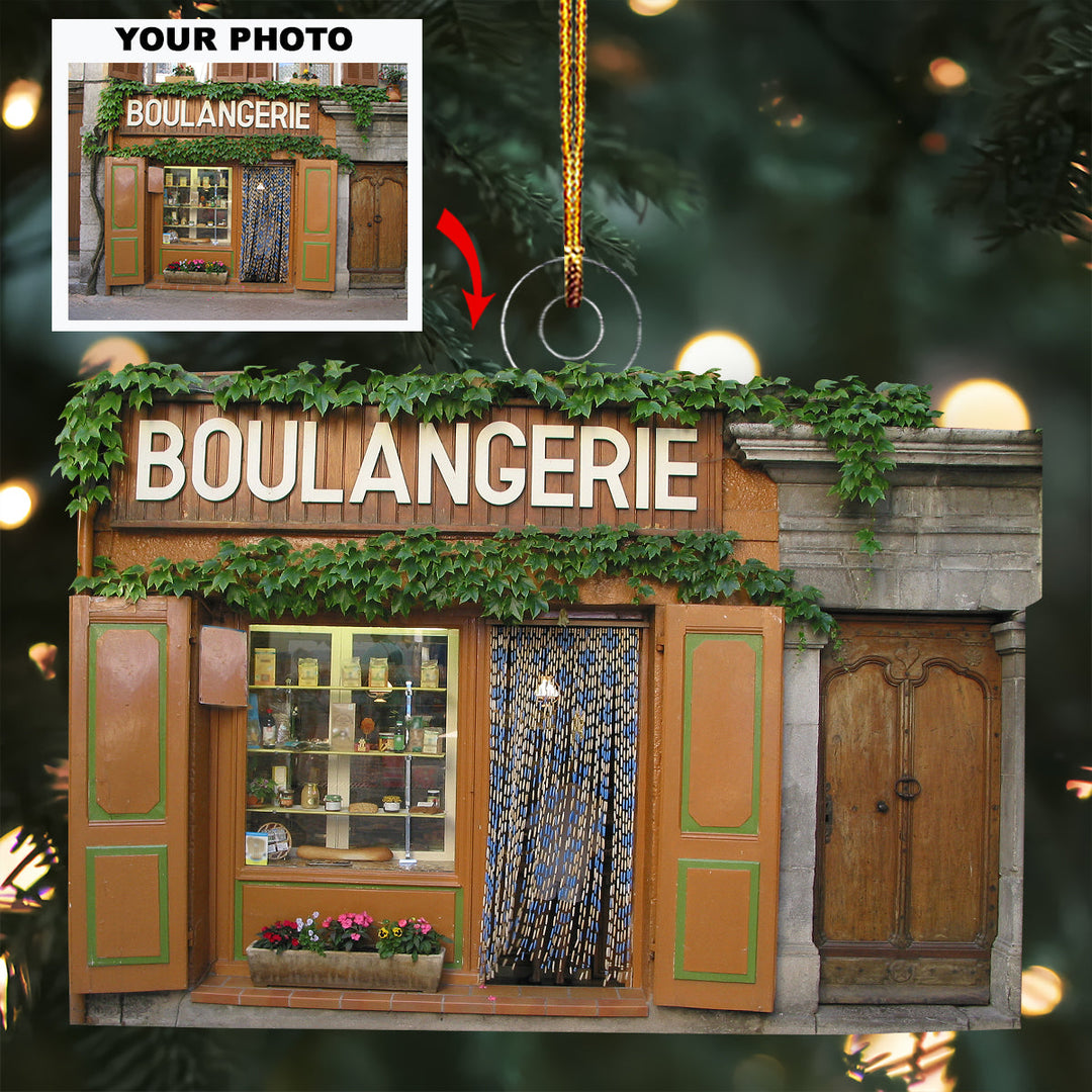 Storefront Glow - Personalized Photo Mica Ornament - Christmas Gift For Family Members