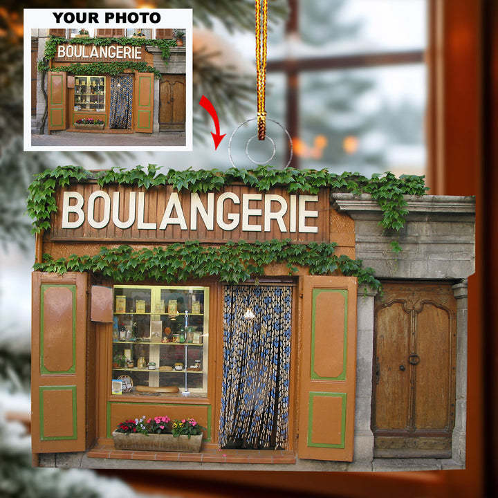 Storefront Glow - Personalized Photo Mica Ornament - Christmas Gift For Family Members