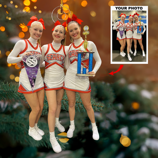Champion Cheer - Personalized Photo Mica Ornament - Christmas Gift For Cheerleader, Sport Lovers