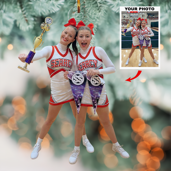 Squad Goals Sparkle - Personalized Photo Mica Ornament - Christmas Gift For Cheerleader, Sport Lovers
