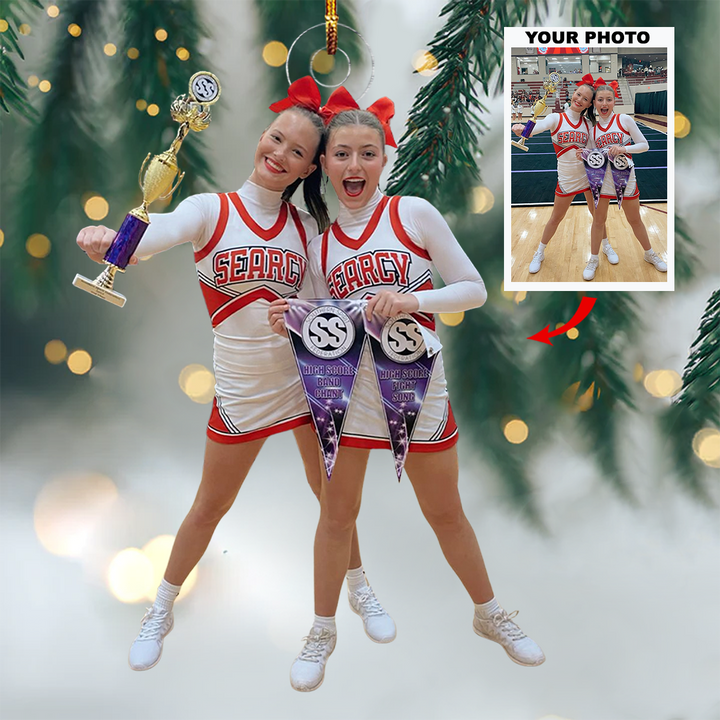 Squad Goals Sparkle - Personalized Photo Mica Ornament - Christmas Gift For Cheerleader, Sport Lovers