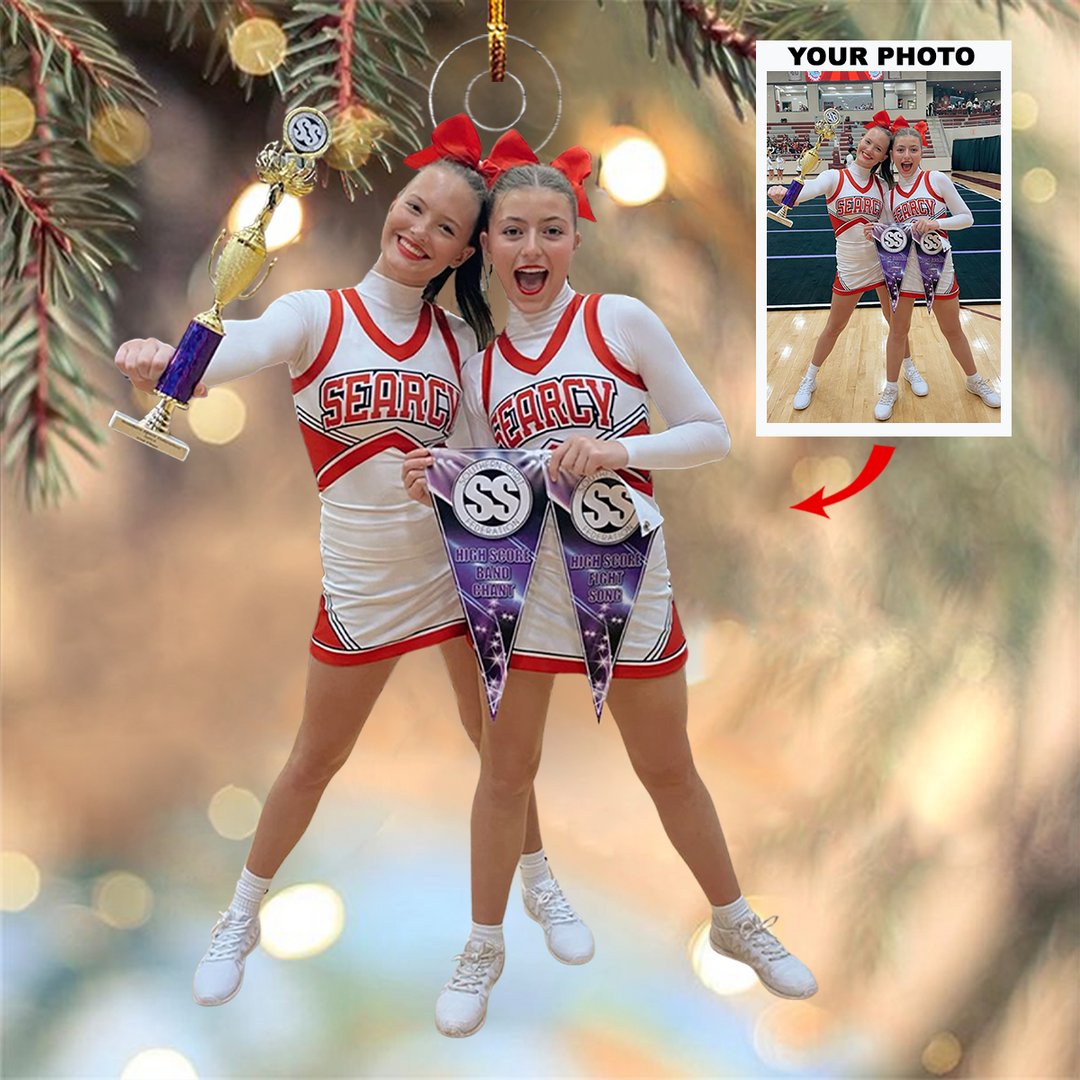 Squad Goals Sparkle - Personalized Photo Mica Ornament - Christmas Gift For Cheerleader, Sport Lovers