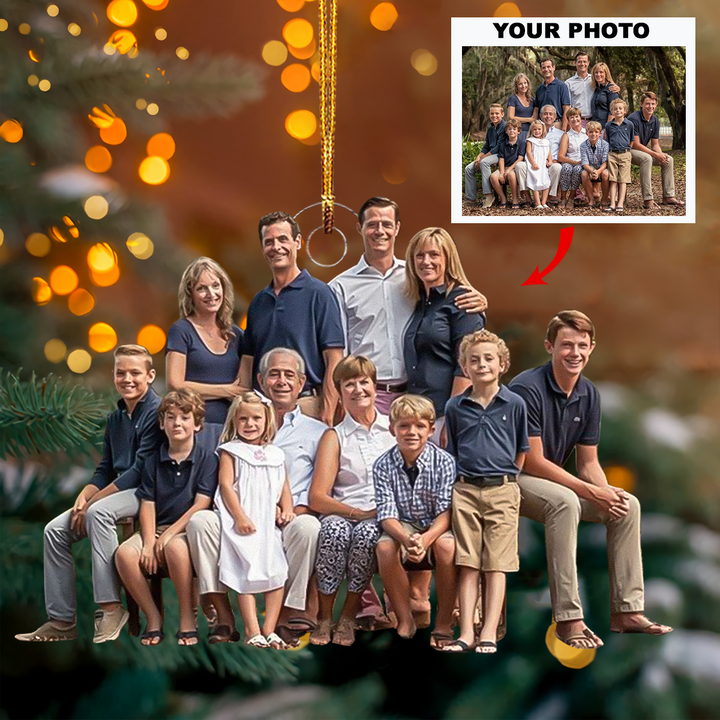 Family Blessings - Personalized Photo Mica Ornament - Christmas Gift For Family, Family Members