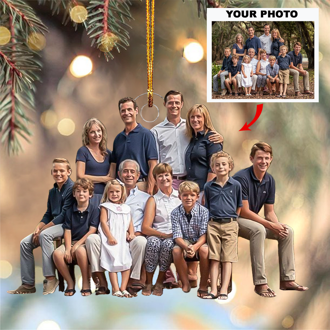 Family Blessings - Personalized Photo Mica Ornament - Christmas Gift For Family, Family Members