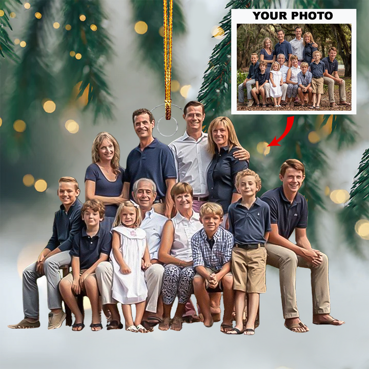 Family Blessings - Personalized Photo Mica Ornament - Christmas Gift For Family, Family Members