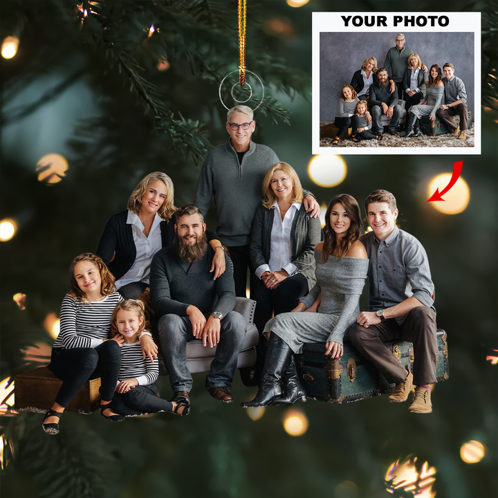 Home Sweet Family - Personalized Photo Mica Ornament - Christmas Gift For Family, Family Members