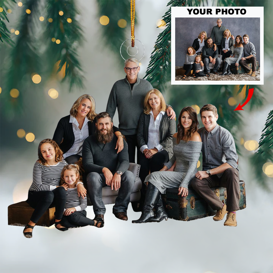 Home Sweet Family - Personalized Photo Mica Ornament - Christmas Gift For Family, Family Members