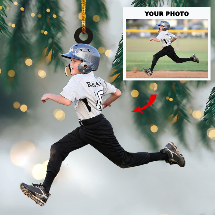 Personalized Photo Mica Ornament - Gift For Baseball Lover - Custom Photo Baseball Kid Players ARND037