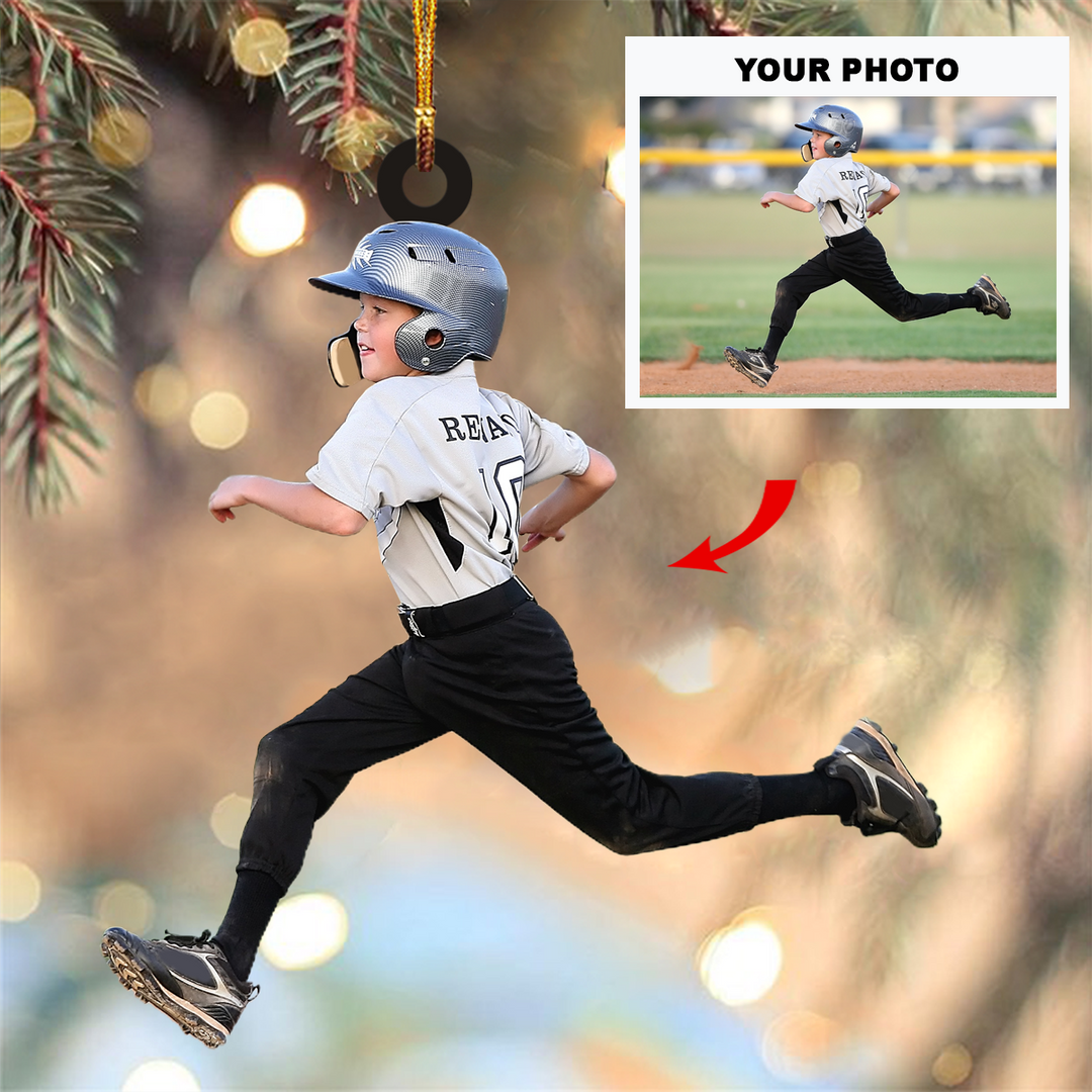 Personalized Photo Mica Ornament - Gift For Baseball Lover - Custom Photo Baseball Kid Players ARND037