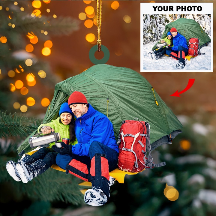 Personalized Photo Mica Ornament - Gift For Camping Lover - Camping Partner For Life ARND037