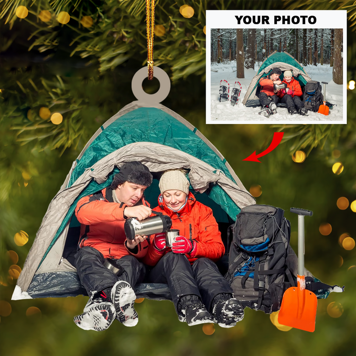 Personalized Photo Mica Ornament - Gift For Camping Lover - Camping Partner For Life ARND037