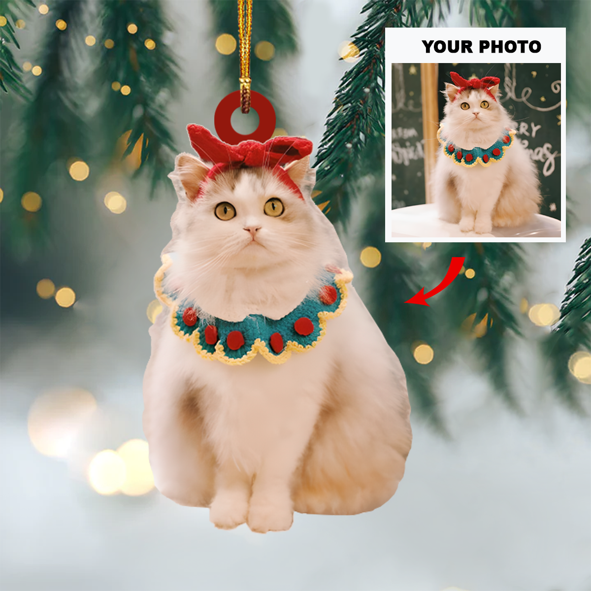 Personalized Photo Mica Ornament - Gift For Cat Lover - Cats Christmas Photo ARND037